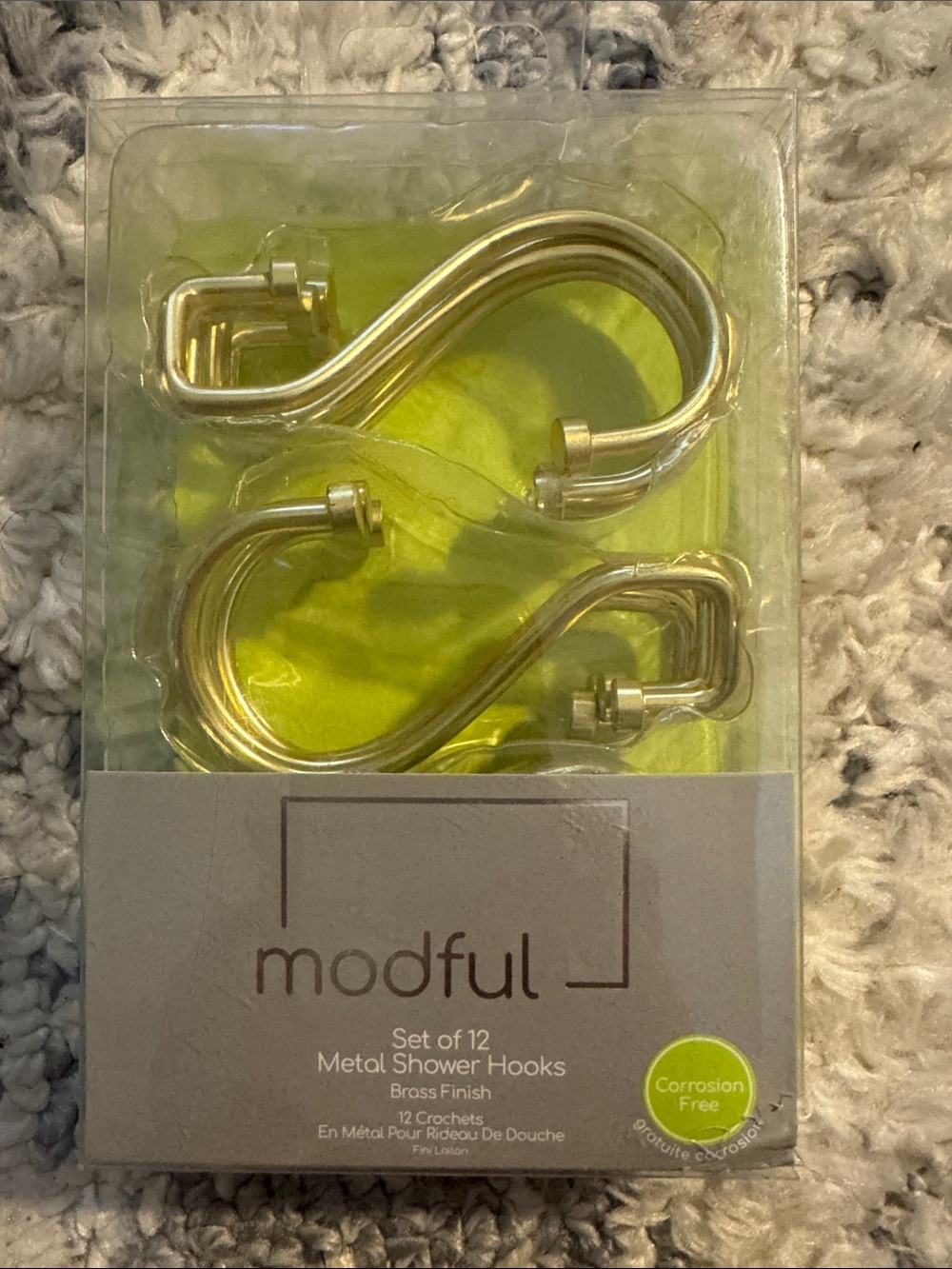 Brass Finish Shower Hooks - Gold Set